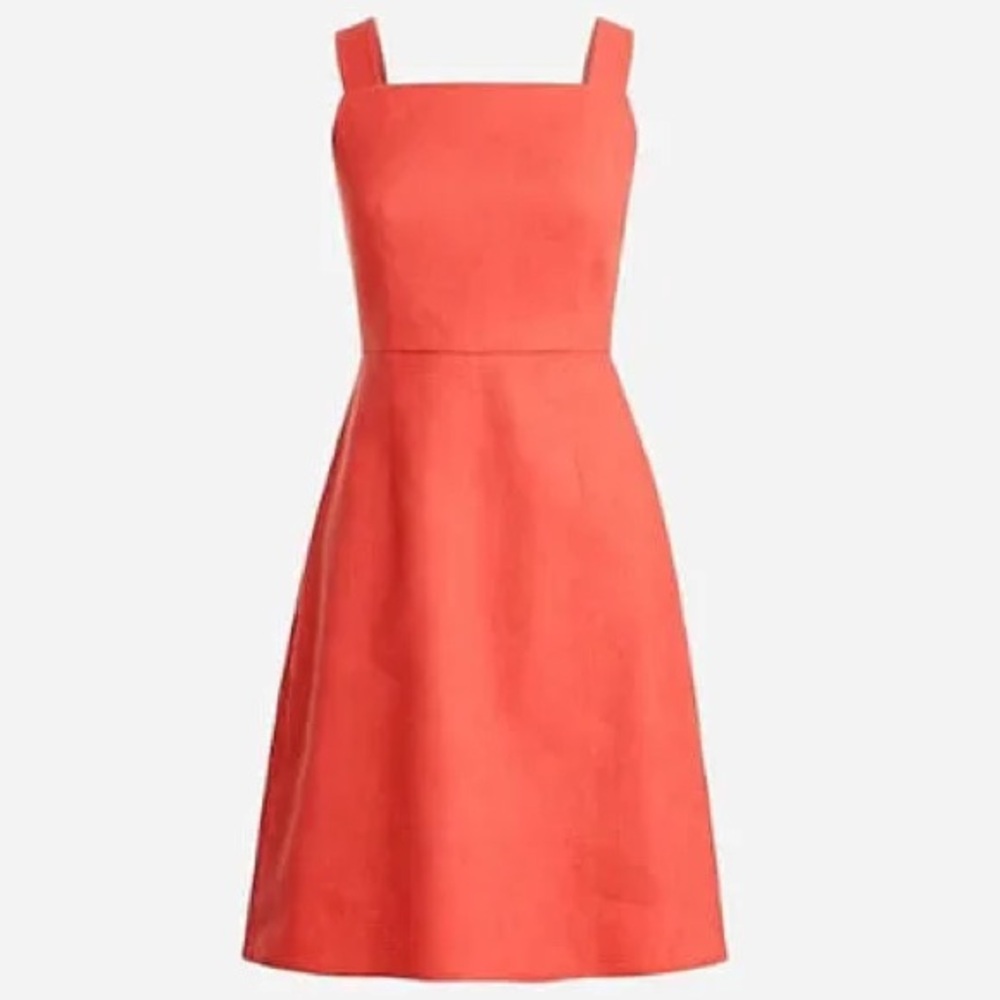 NWT / J. Crew Squareneck A-line dress in stretch linen in Faded Spice